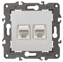 Розетка компьютерная без рамки Эра Elegance 2-м. RJ45+RJ45 5e белый картинка